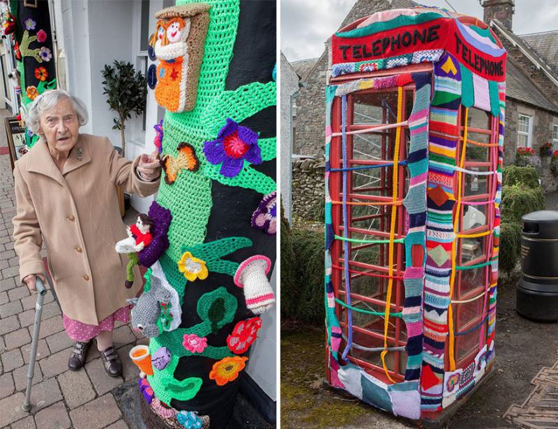 Най-възрастният уличен артист в света оплита цветни одежди за сивите градски пространства (снимки и видео)