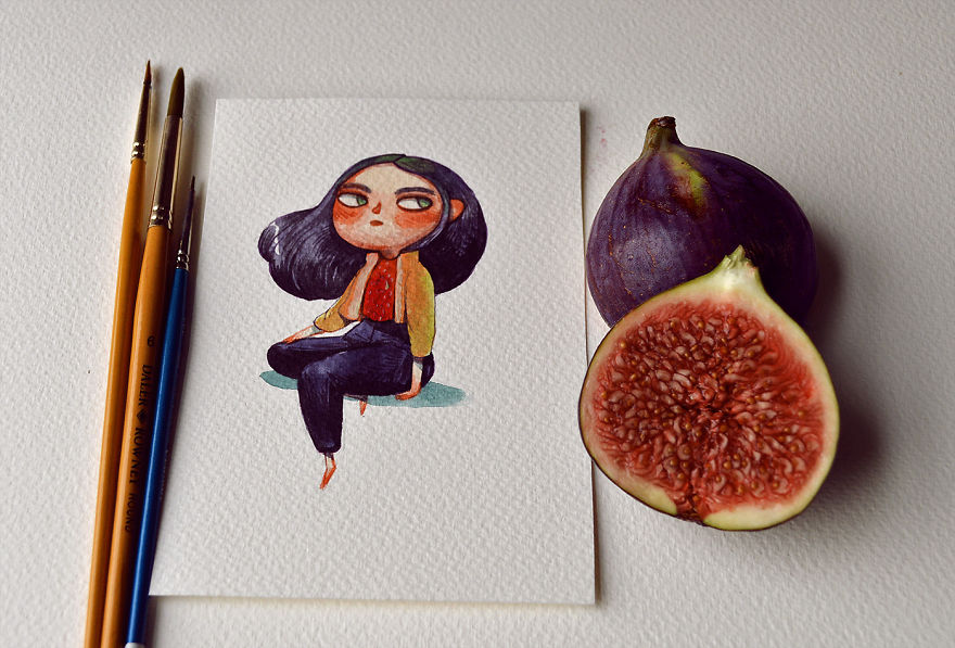 Плодове и зеленчуци - като ярки, акварелни герои (илюстрации)
